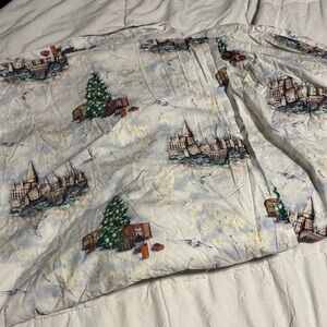 Pottery Barn Festive Castle and Tree Bedding Sheet